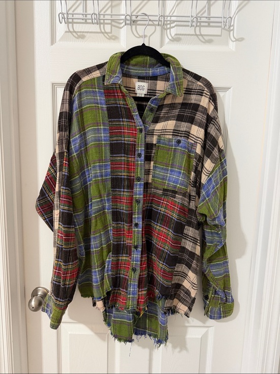 BDG Tops - BDG 100% Cotton Plaid Button-Down Shirt in Green, Blue, Red, Cream